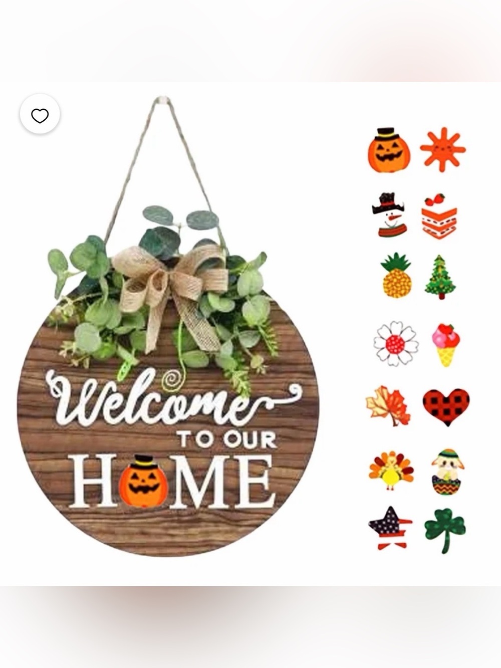 Welcome to Our Home Hanging Sign with Greenery - Rustic Wall Decor